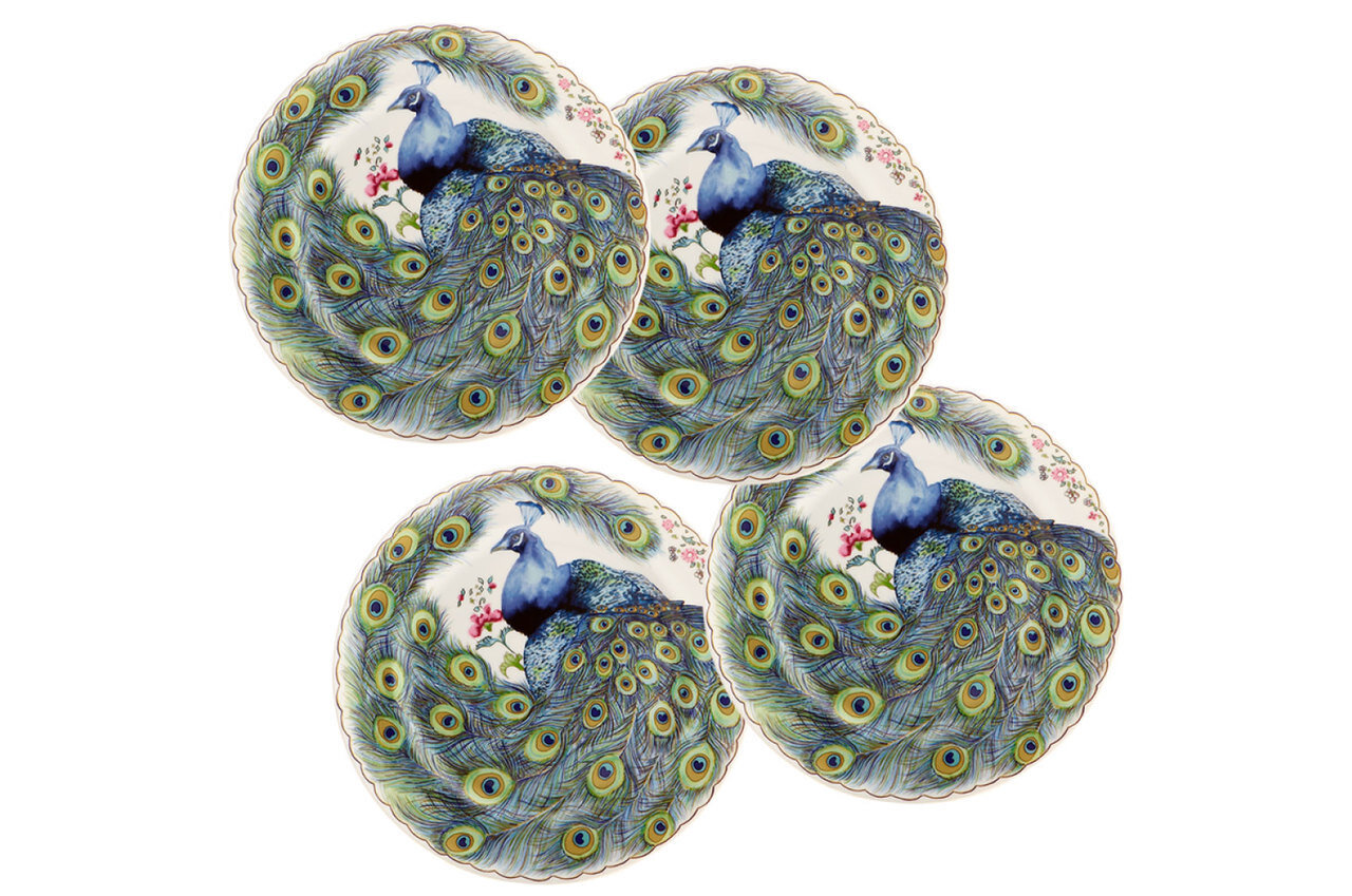 Mottahedeh Peacock Dessert Plate Set of 4 S2702A, MPN: S2702A,