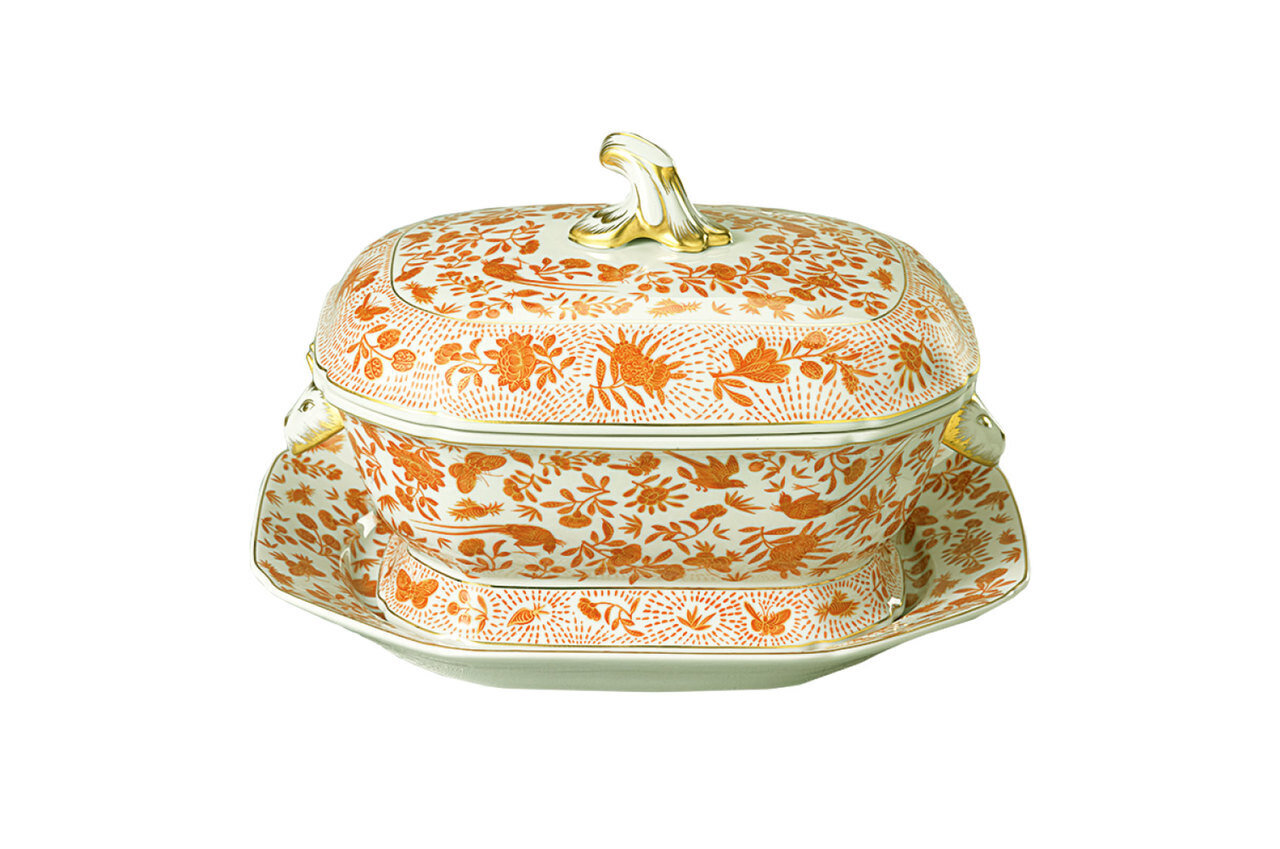 Mottahedeh Sacred Bird &amp; Butterfly Tureen &amp; Stand HC611, MPN: HC611,