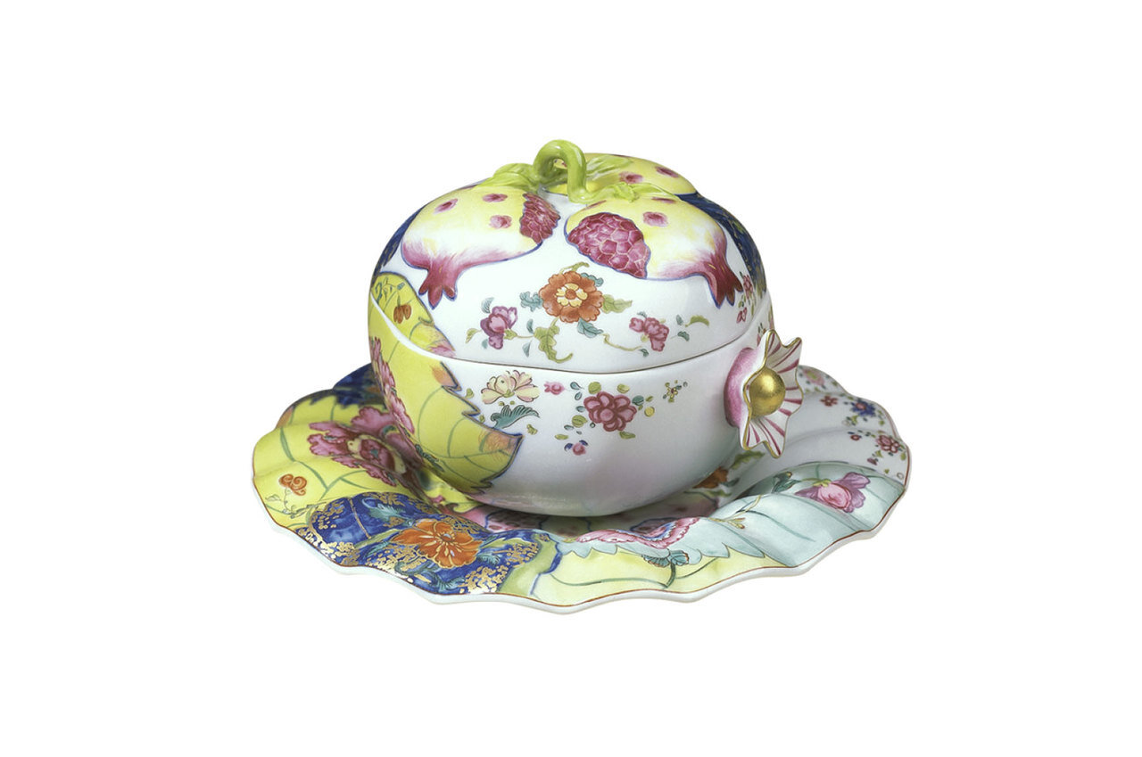 Mottahedeh Tobacco Leaf Pomegranate Box &amp; Stand S2359, MPN: S2359,