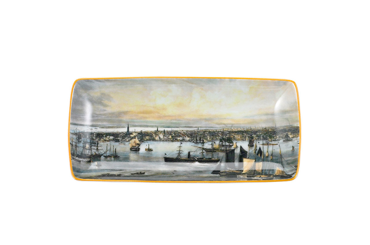 Mottahedeh New York Harbor Map Sm Rectanular Tray MP1201