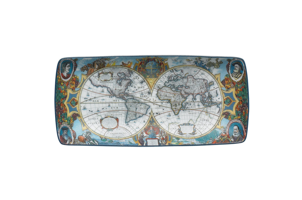 Mottahedeh World Map Sm Rectangular Tray MP1206, MPN: MP1206,