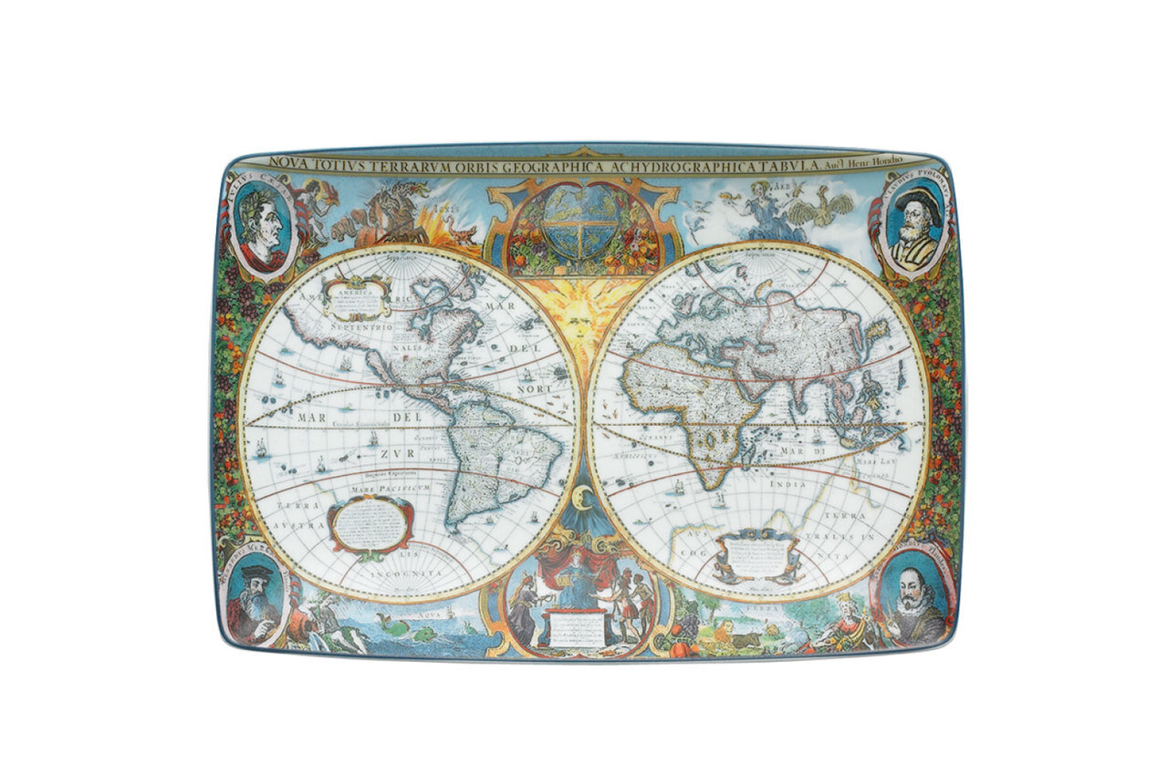 Mottahedeh World Map Large Rectangular Tray MP1207, MPN: MP1207,