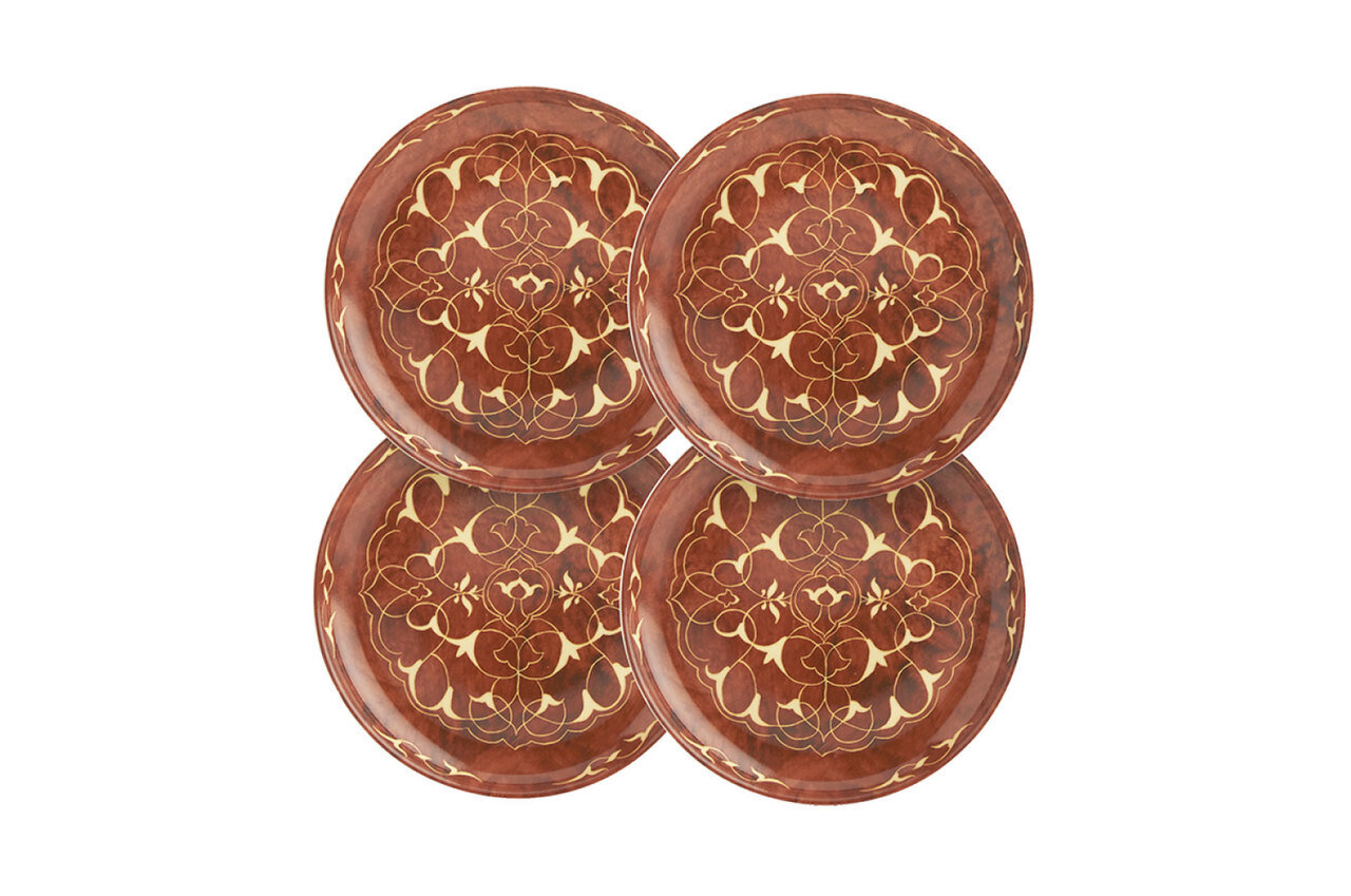 Mottahedeh Walnut Burl Canape Plates Set of 4 S8001S, MPN: S8001S,