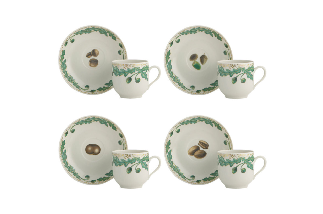 Mottahedeh Nutleaf Tea Cup &amp; Saucer Set of 4 S804, MPN: S804,
