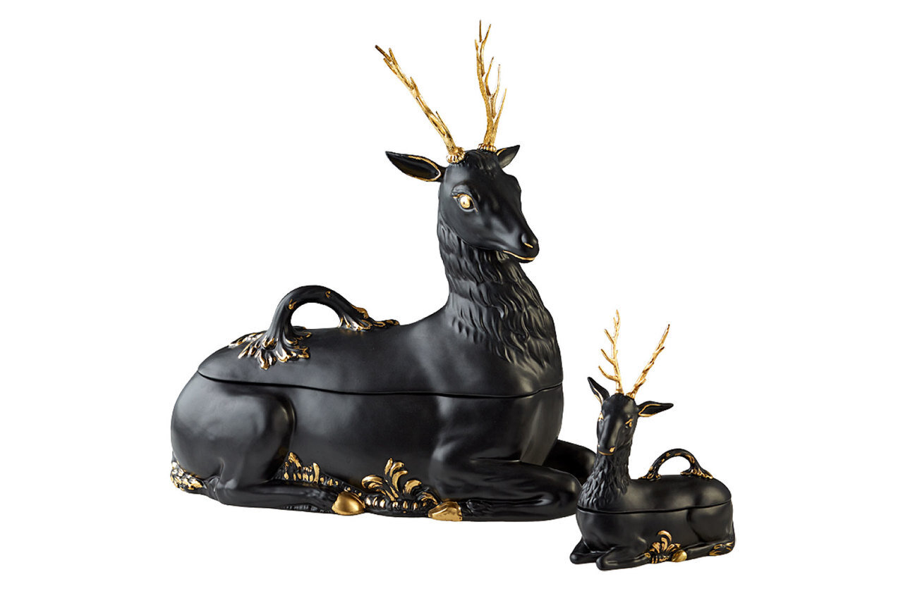 Mottahedeh Stag Compote Matt Black Small 5.5 X 2 X 7 Inch TD408, MPN: TD408,