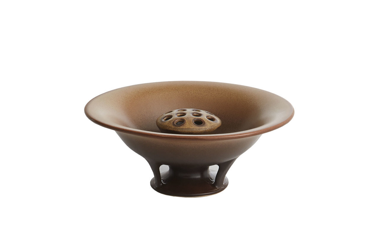 Mottahedeh Orion Flower Bowl with Frog Gold &amp; Brown R1507YBF