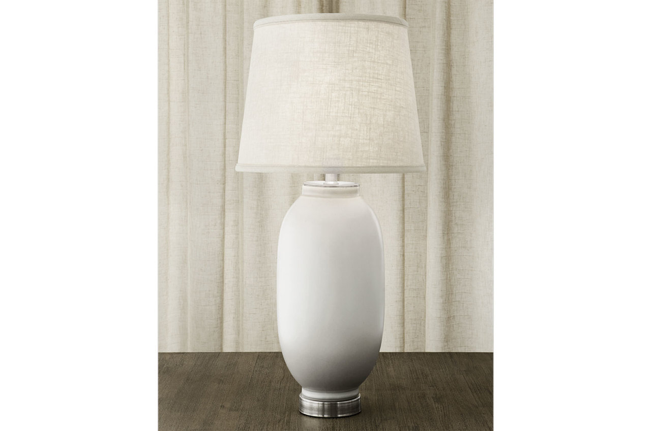 Mottahedeh Lozenge Vase Lamp White &amp; Gray R1501WGL, MPN: R1501WGL,