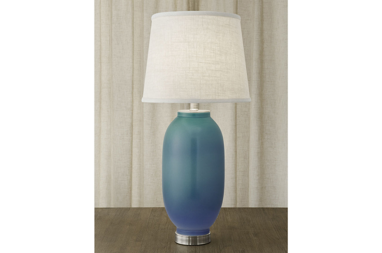 Mottahedeh Lozenge Vase Lamp Verdigris & Blue R1501VBL
