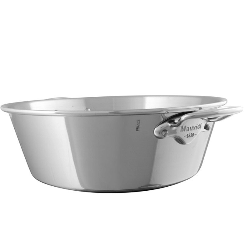 Mauviel M'Passion Stainless Steel Non Hammered Jam Pan 36cm 14.1 Inch 10.1 Qt.