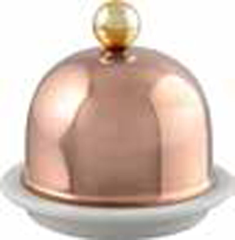 Mauviel M'30 Barware Porcelain Butter Dish with Copper Lid