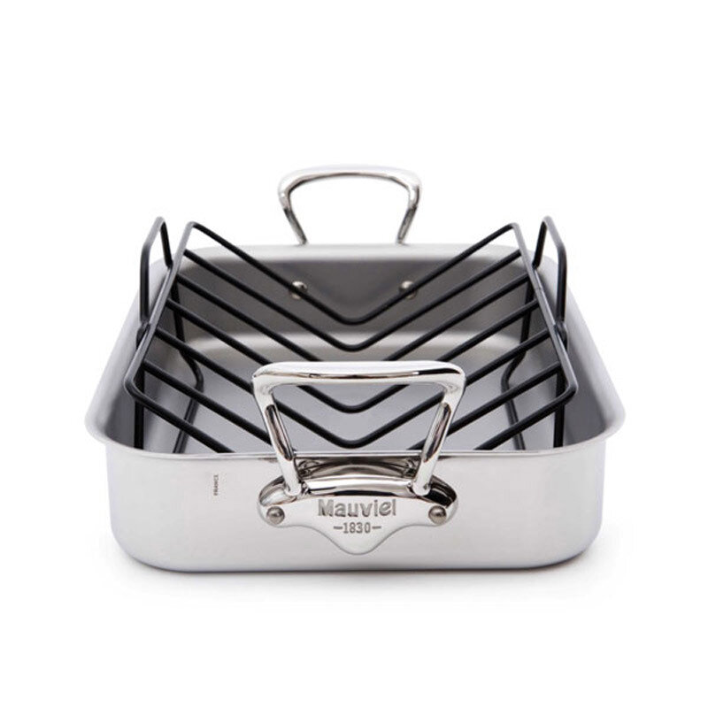 Mauviel M'Cook Roasting Pan with Roasting Rack 15.7 x 11.8 Inch
