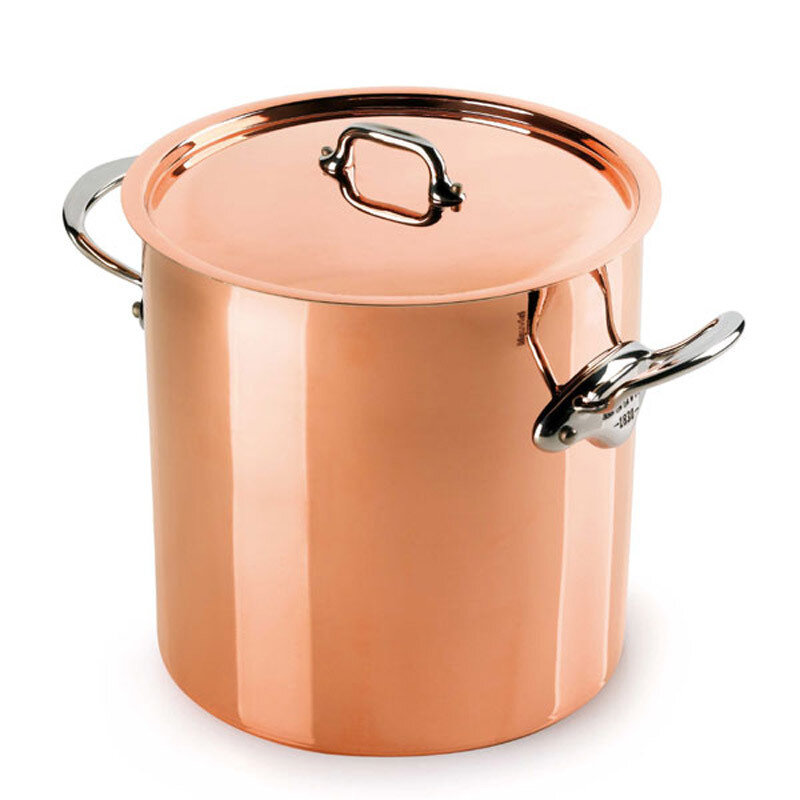 Mauviel M150S Stockpot with Copper Lid 24cm 9.5 Inch 11.7 Qt. *Tin Lined*