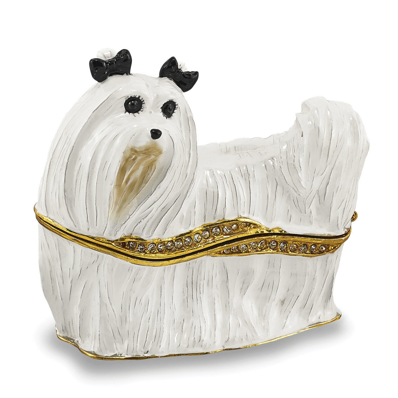 Maltese Trinket Box Enamel on Pewter by Jere, MPN: BJ2015, 191101594595
