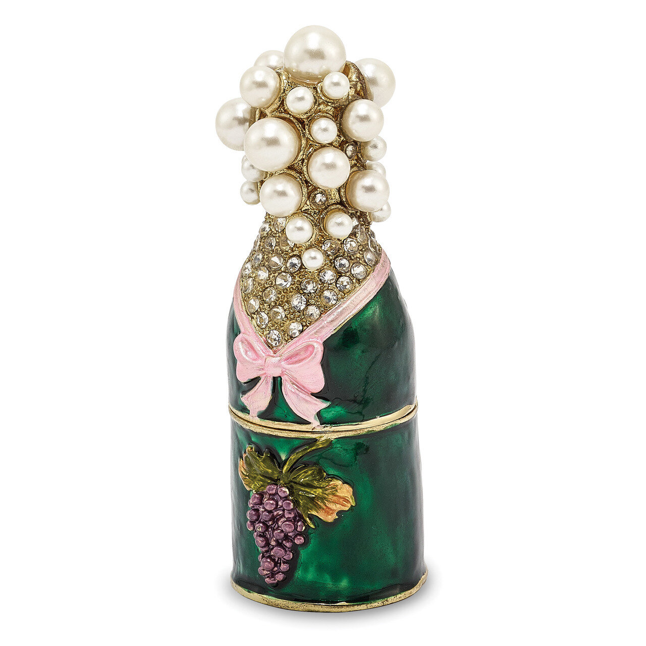 Champagne Bottle Trinket Box Enamel on Pewter by Jere