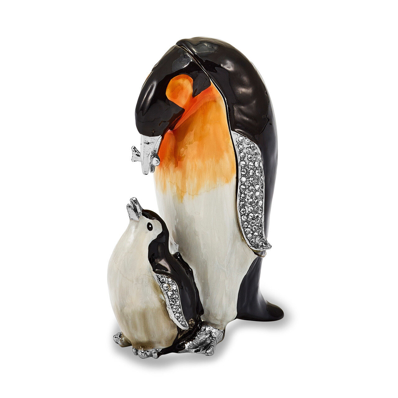 Emperor Penguin Baby Trinket Box Enamel on Pewter by Jere