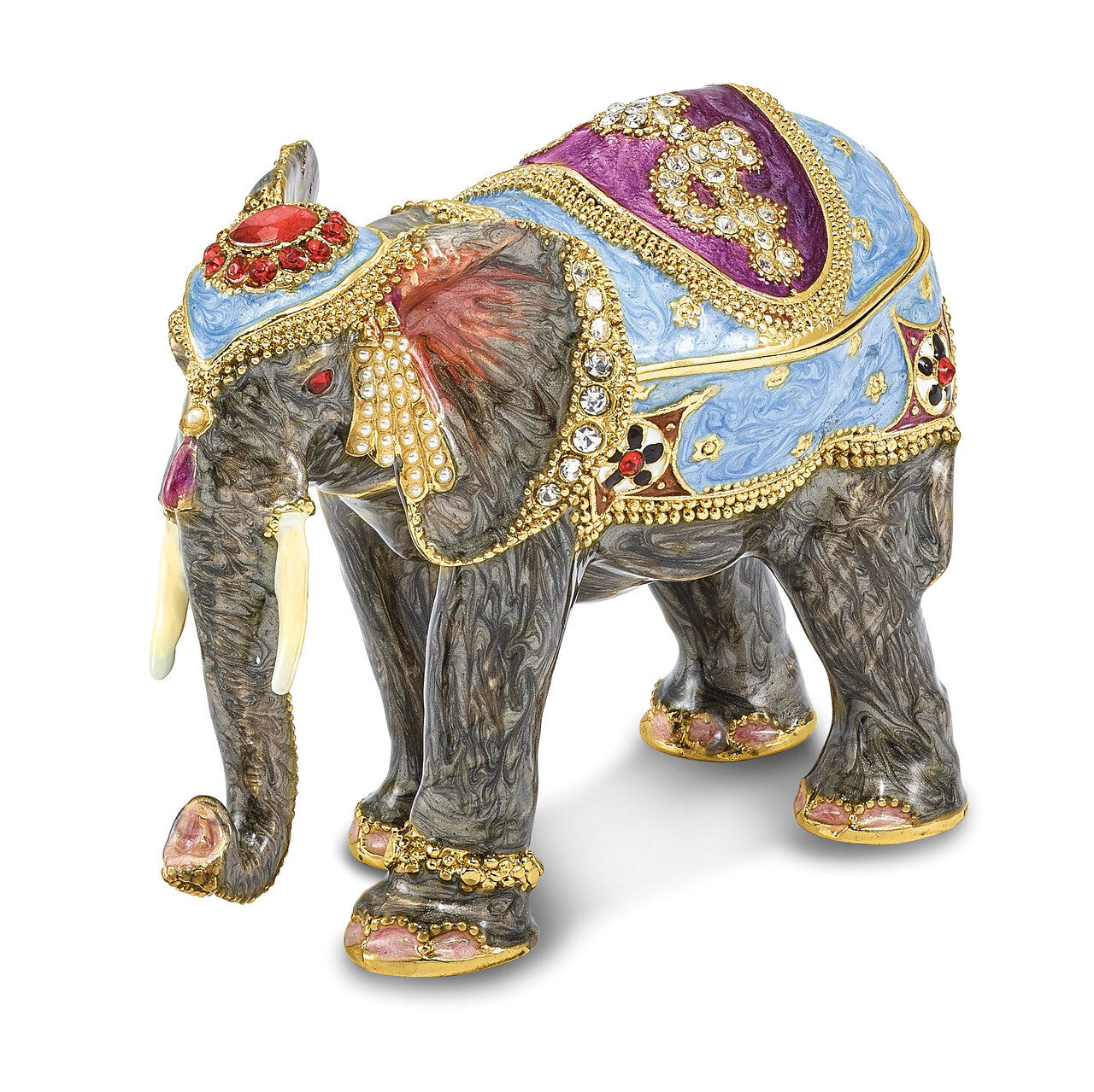 Kathmandu Elephant Trinket Box Enamel on Pewter by Jere