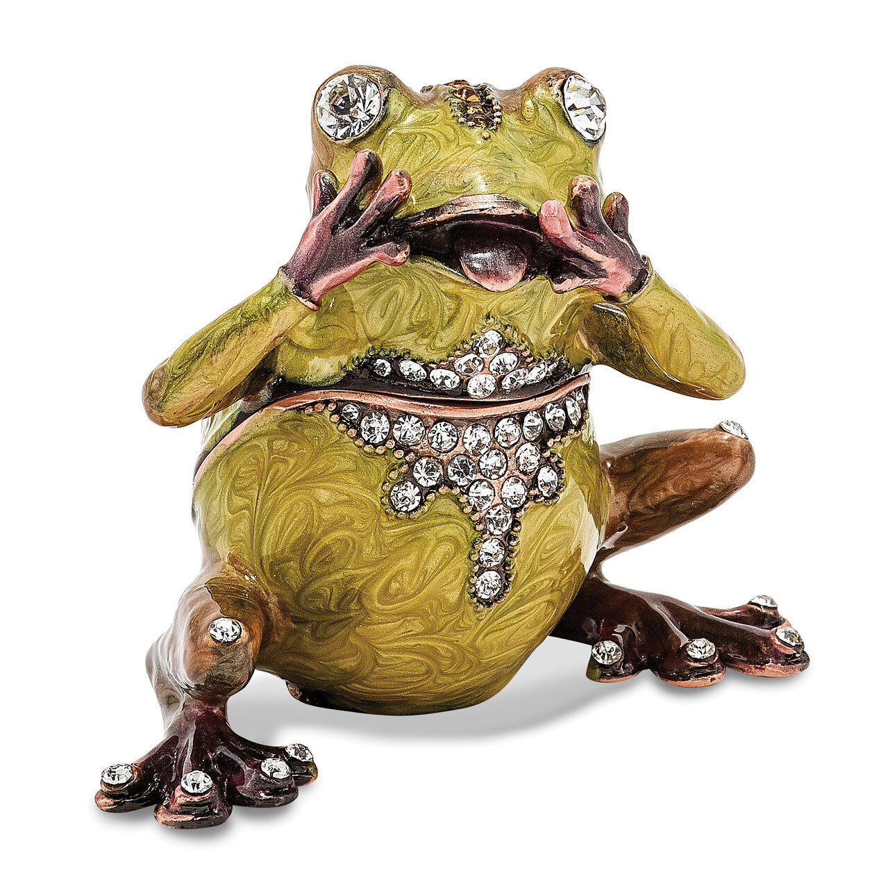 Oh My Frog Trinket Box Enamel on Pewter by Jere