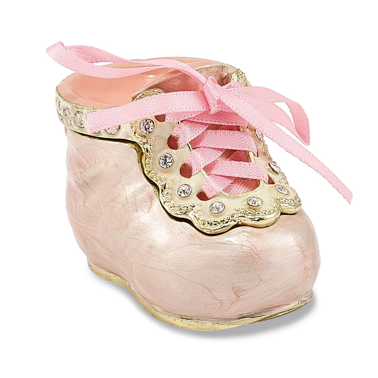 Pink Baby Bootie Trinket Box Enamel on Pewter by Jere, MPN: BJ2052P, 191101594915