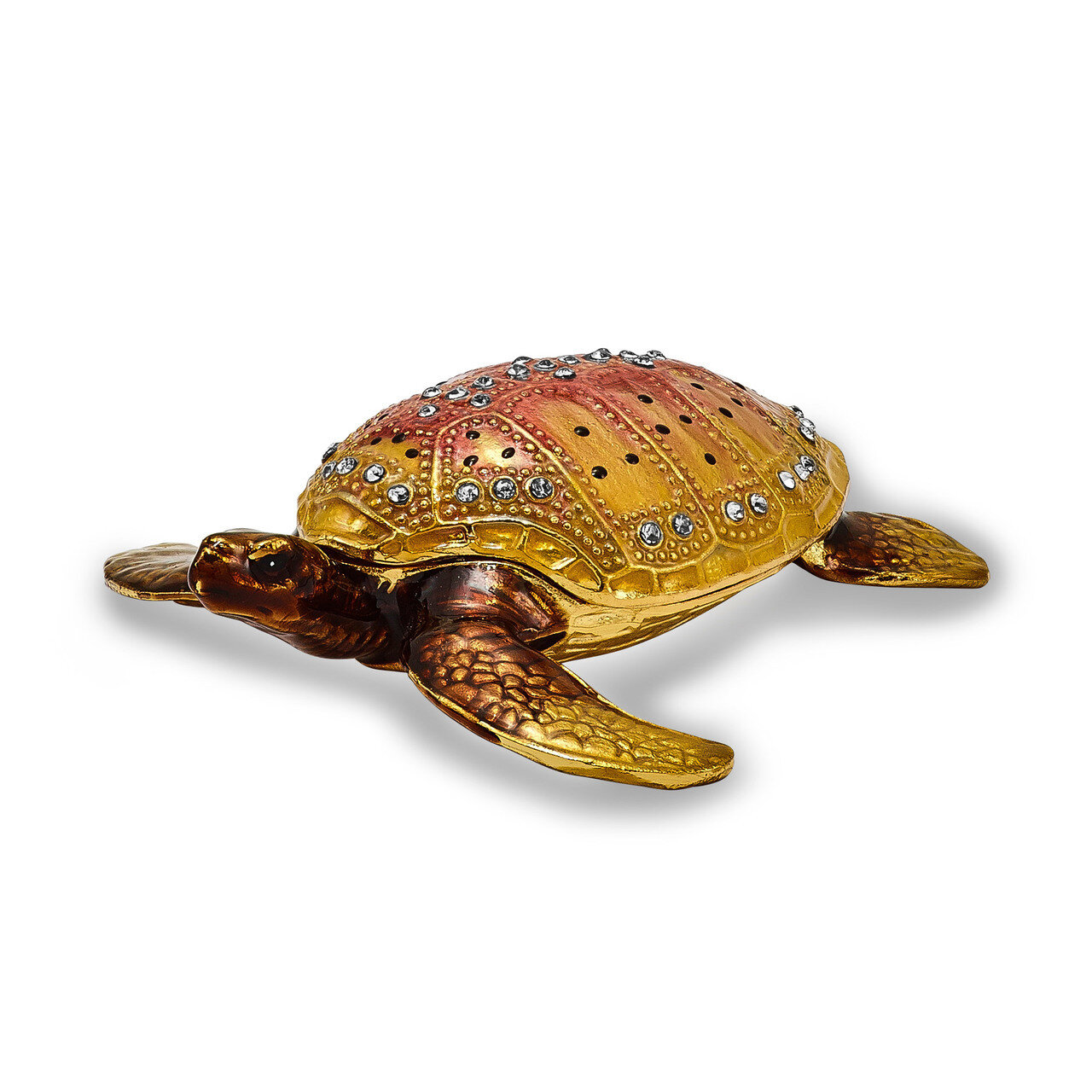 Loggerhead Turtle Trinket Box Enamel on Pewter by Jere