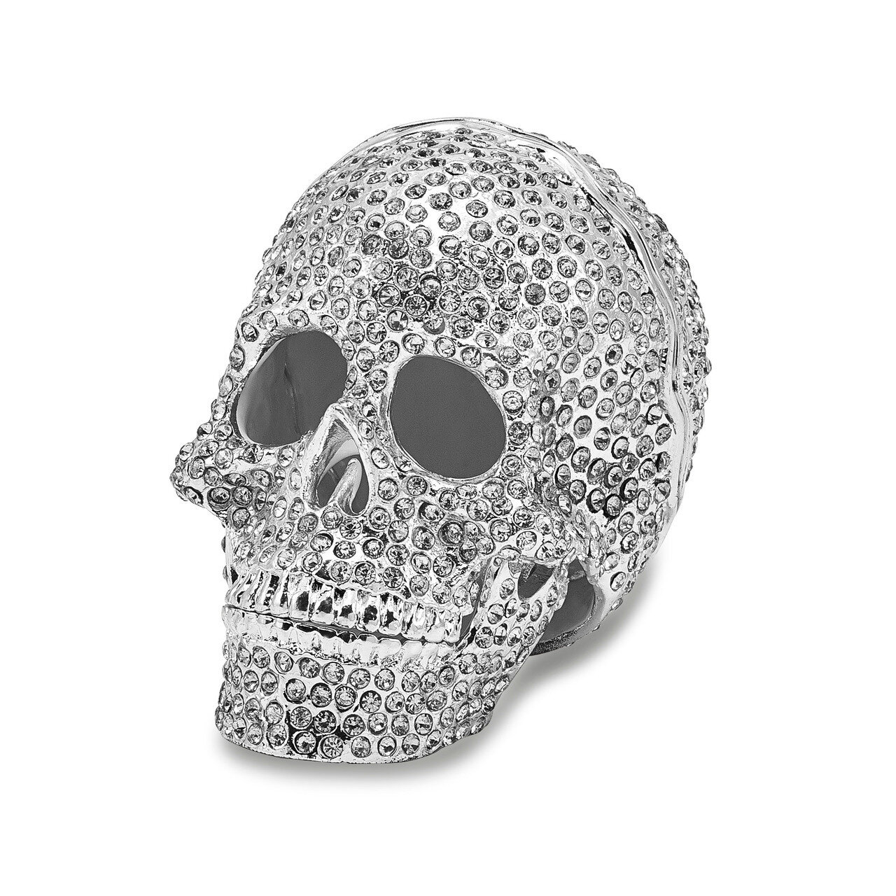Full Crystal Skull Trinket Box Enamel on Pewter by Jere