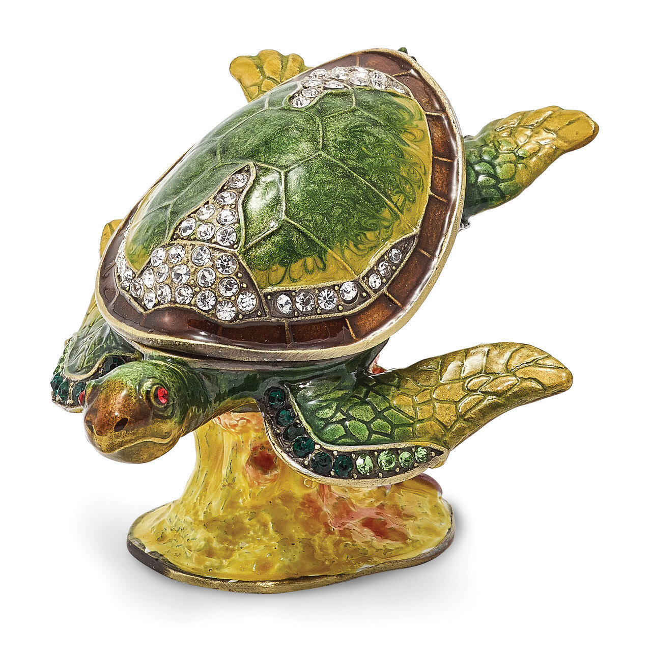 Reef Dweller Turtle Trinket Box Enamel on Pewter by Jere