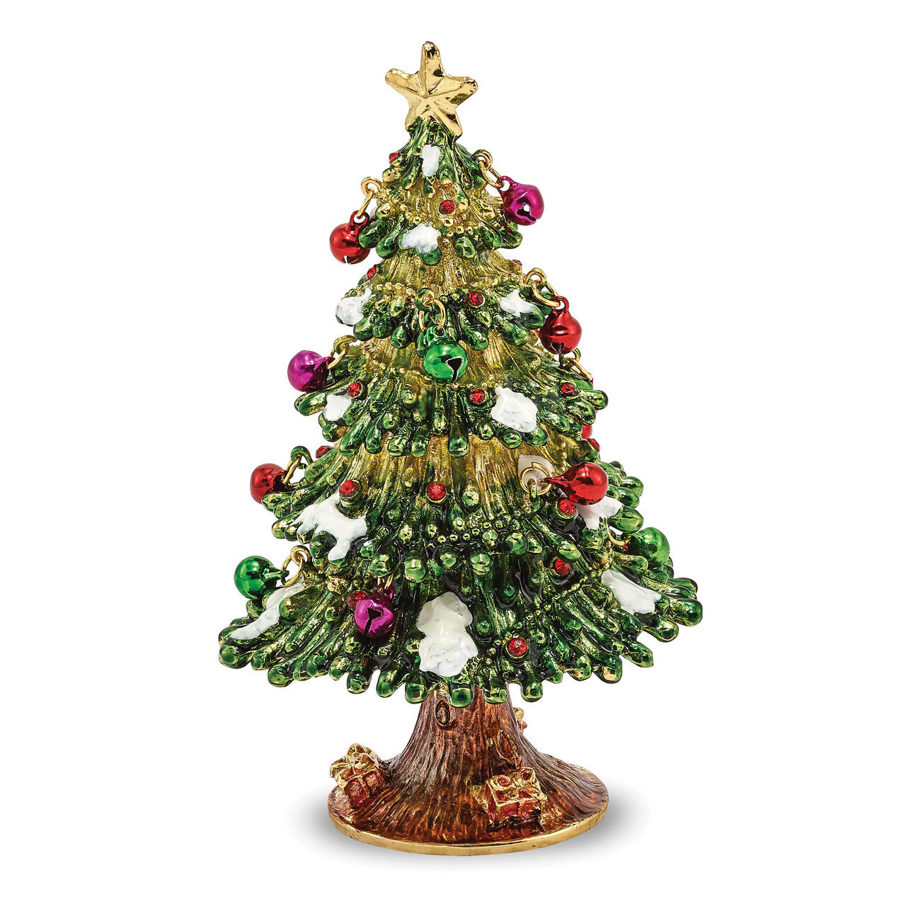 Christmas Tree Trinket Box Enamel on Pewter by Jere