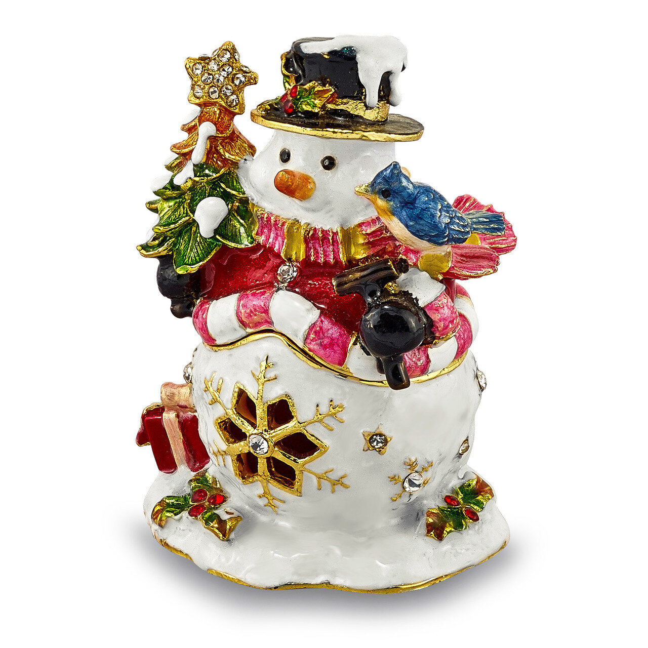 Jolly Snowman Trinket Box Enamel on Pewter by Jere