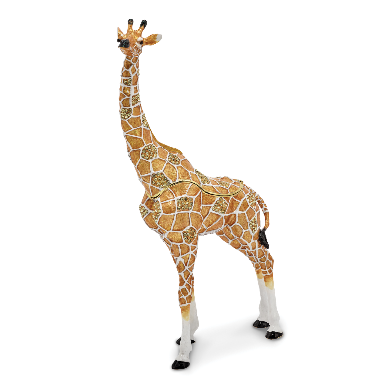 Large Giraffe Trinket Box Enamel on Pewter by Jere