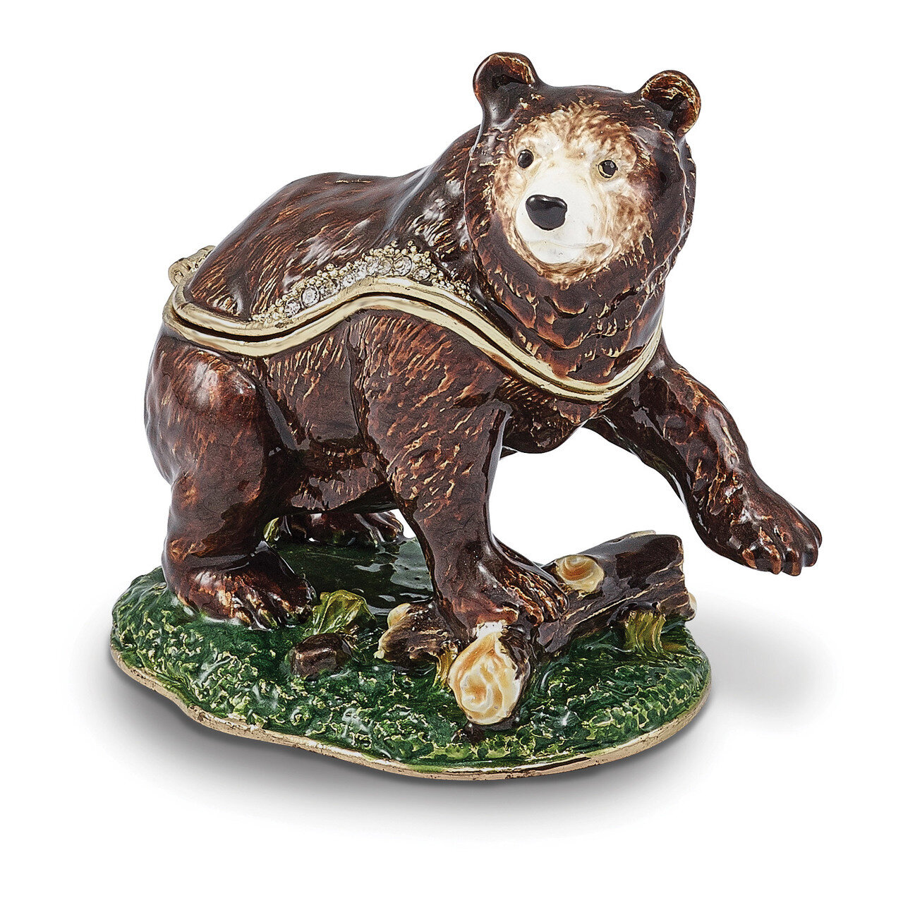 Kodiak Bear Trinket Box Enamel on Pewter by Jere