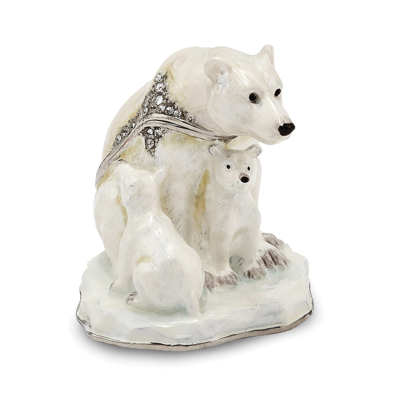 Polar Bear Cubs Trinket Box Enamel on Pewter by Jere