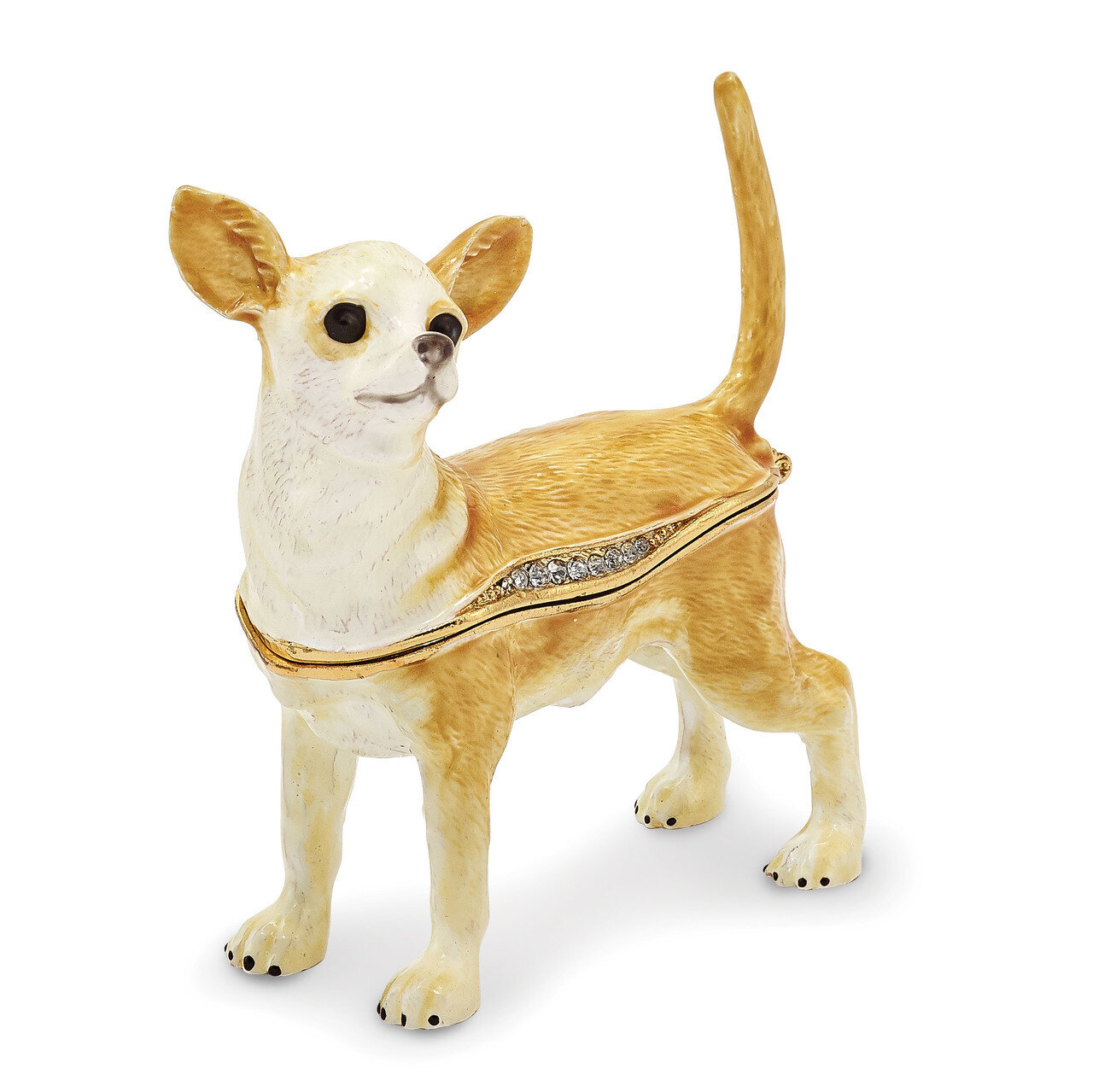 Chihuahua Trinket Box Enamel on Pewter by Jere