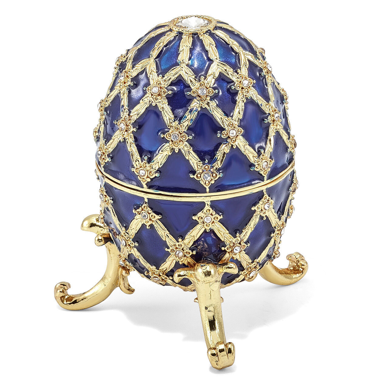 Grand Royal Blue Musical Egg Enamel on Pewter by Jere