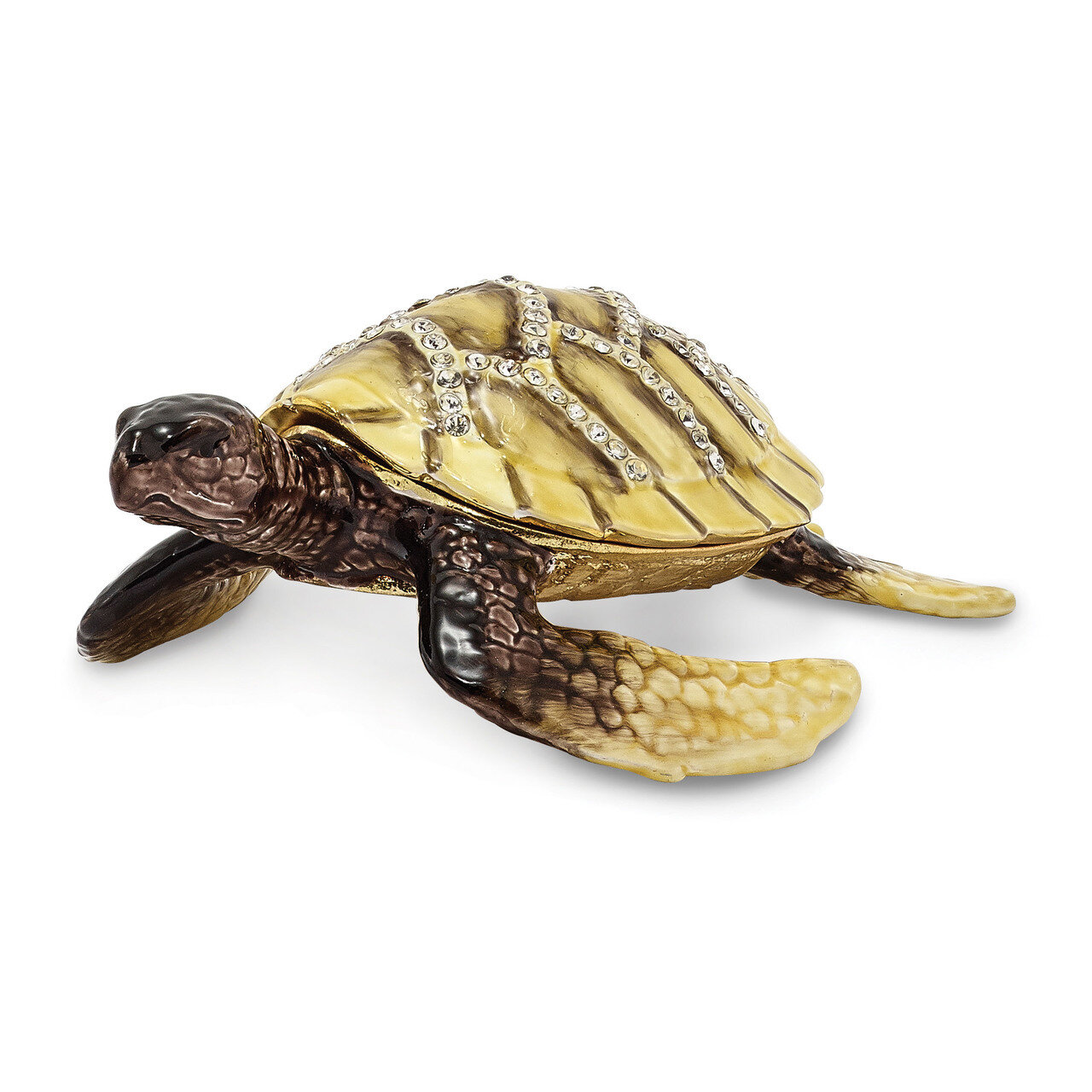 Yellow Sea Turtle Trinket Box Enamel on Pewter by Jere