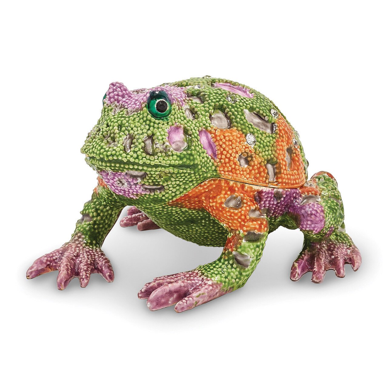Psychedelic Frog Trinket Box Enamel on Pewter by Jere