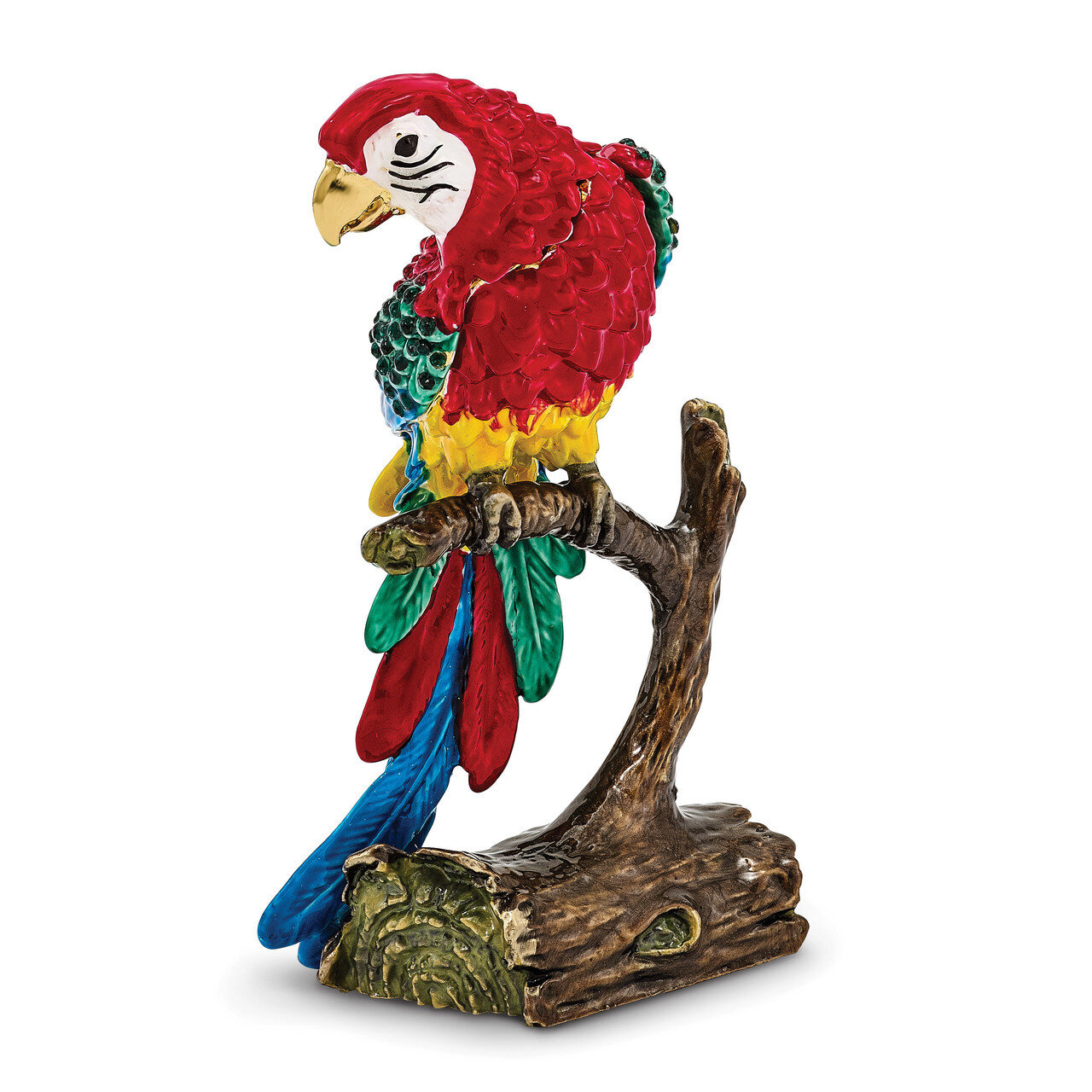 Goldnose Parrot Trinket Box Enamel on Pewter by Jere