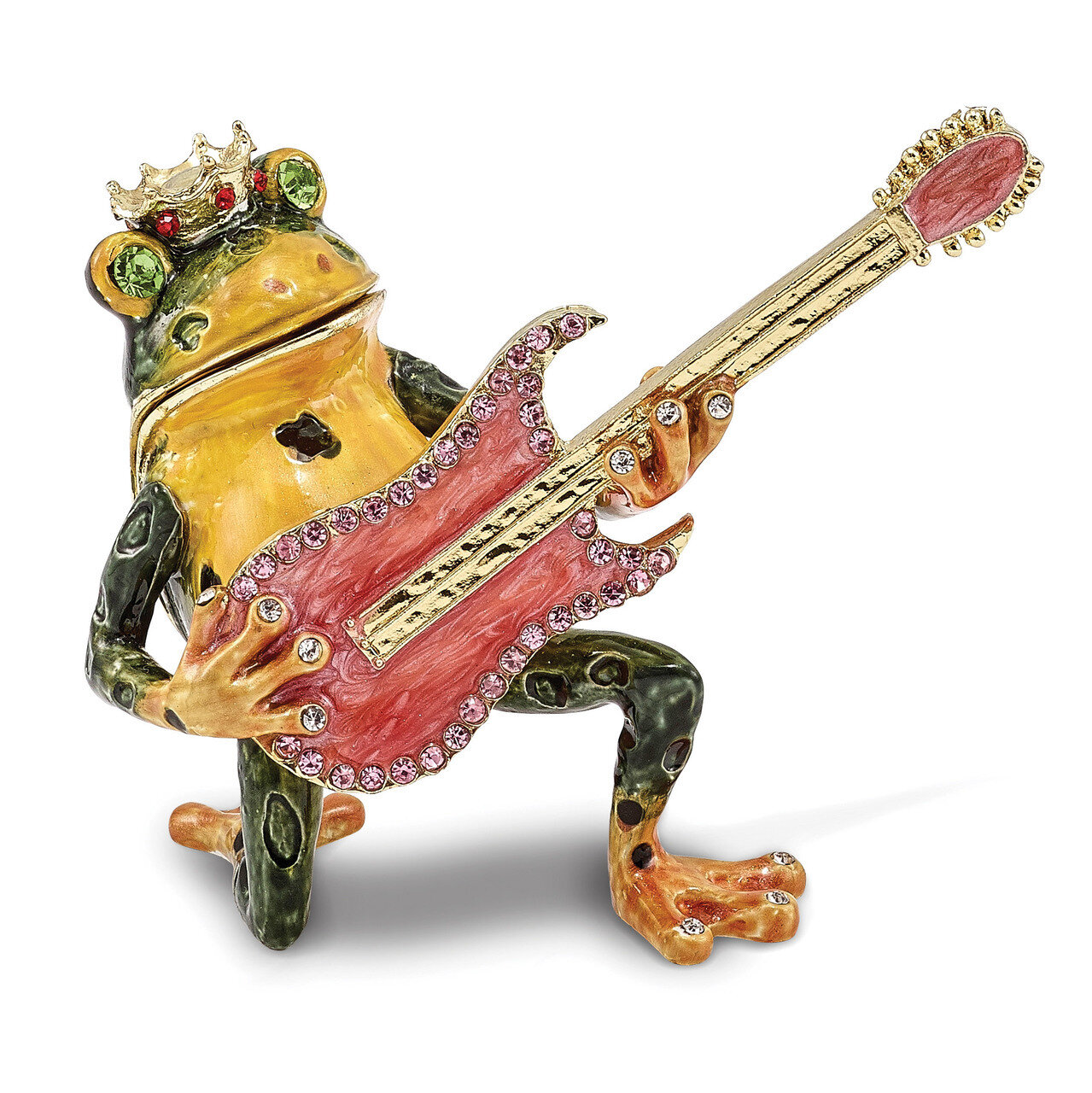 Frog with Guitar Trinket Box Enamel on Pewter by Jere