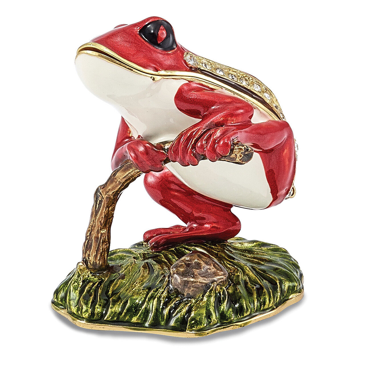 Red Frog Trinket Box Enamel on Pewter by Jere