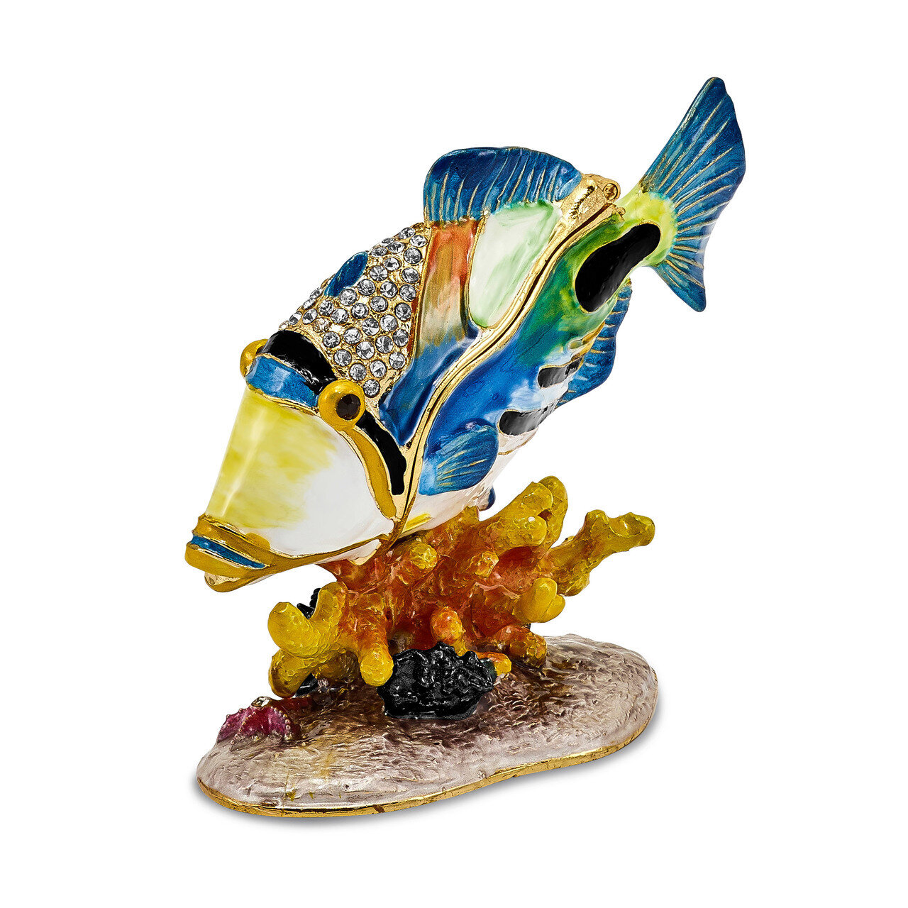 Huma Huma Fish Trinket Box Enamel on Pewter by Jere