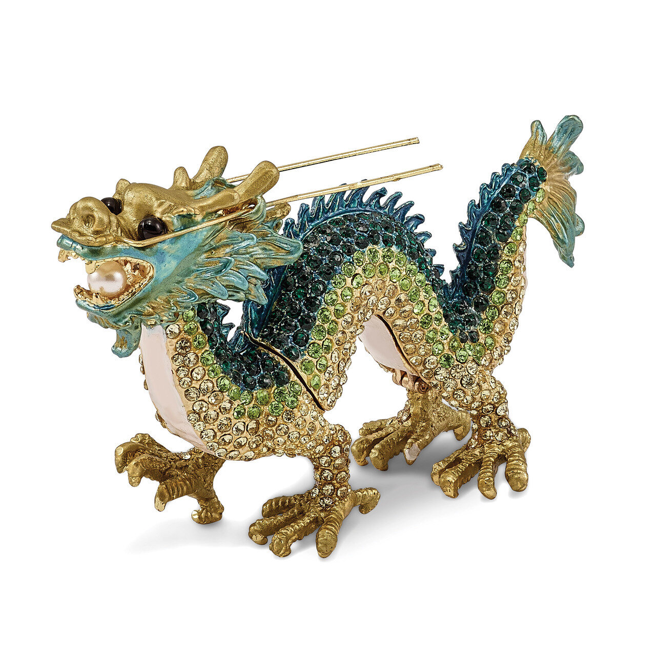 Chi Dragon Trinket Box Enamel on Pewter by Jere