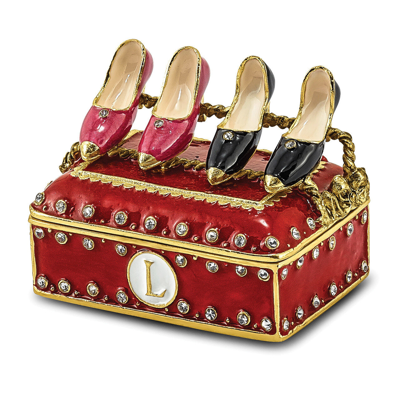 Rack with Shoes Trinket Box Enamel on Pewter by Jere