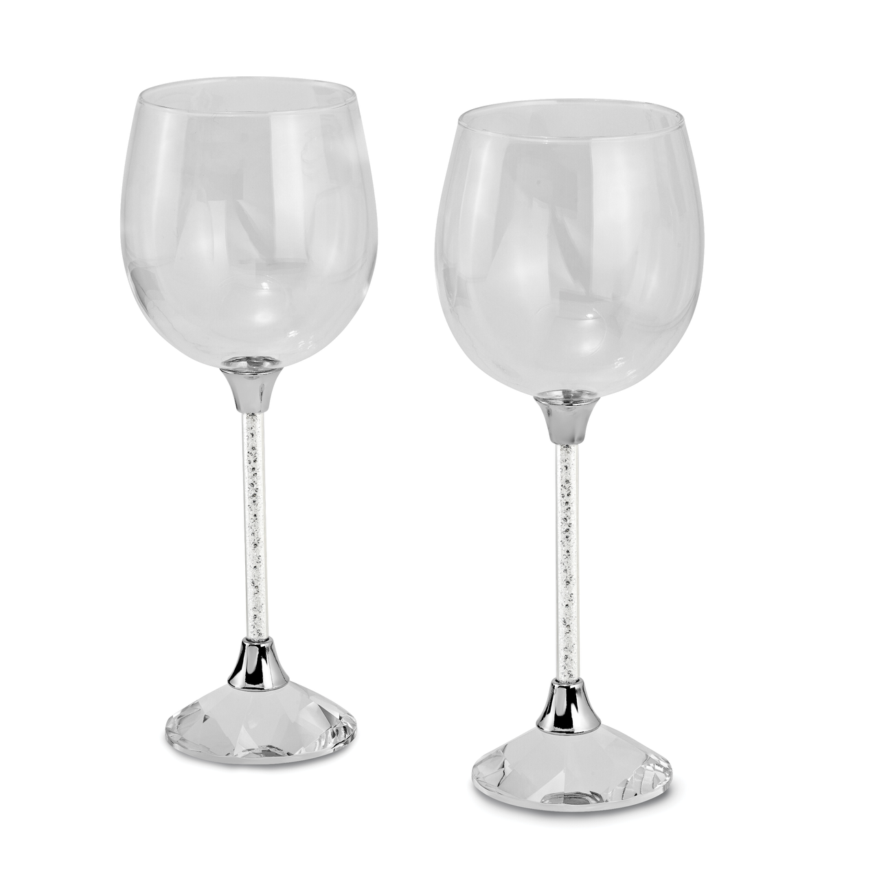 Set of 2, Wine Glasses Stems Crystal-filled by Jere