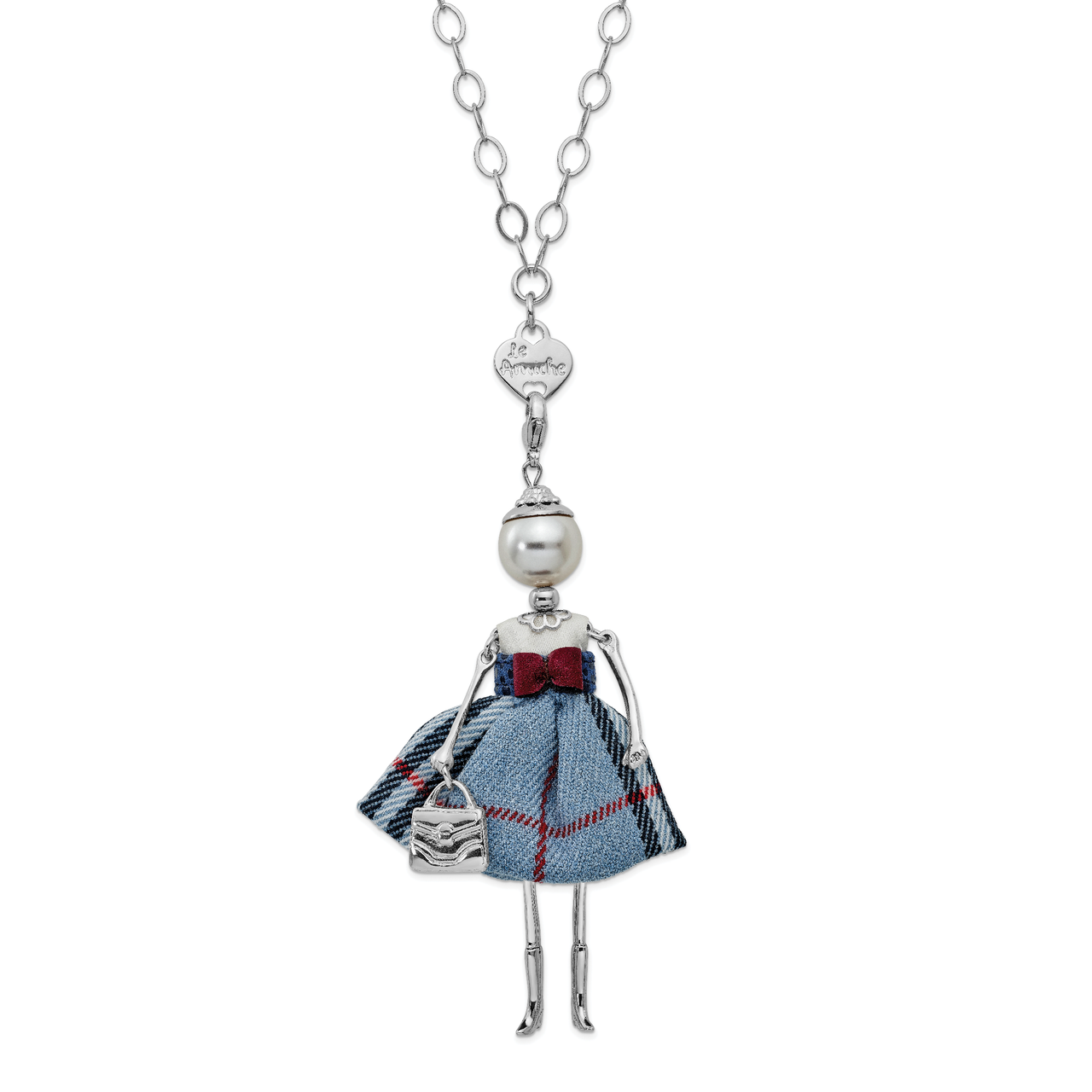 Swar Sim.Pearl Doll Charm with Chain Le Amiche Silver-tone by Jere