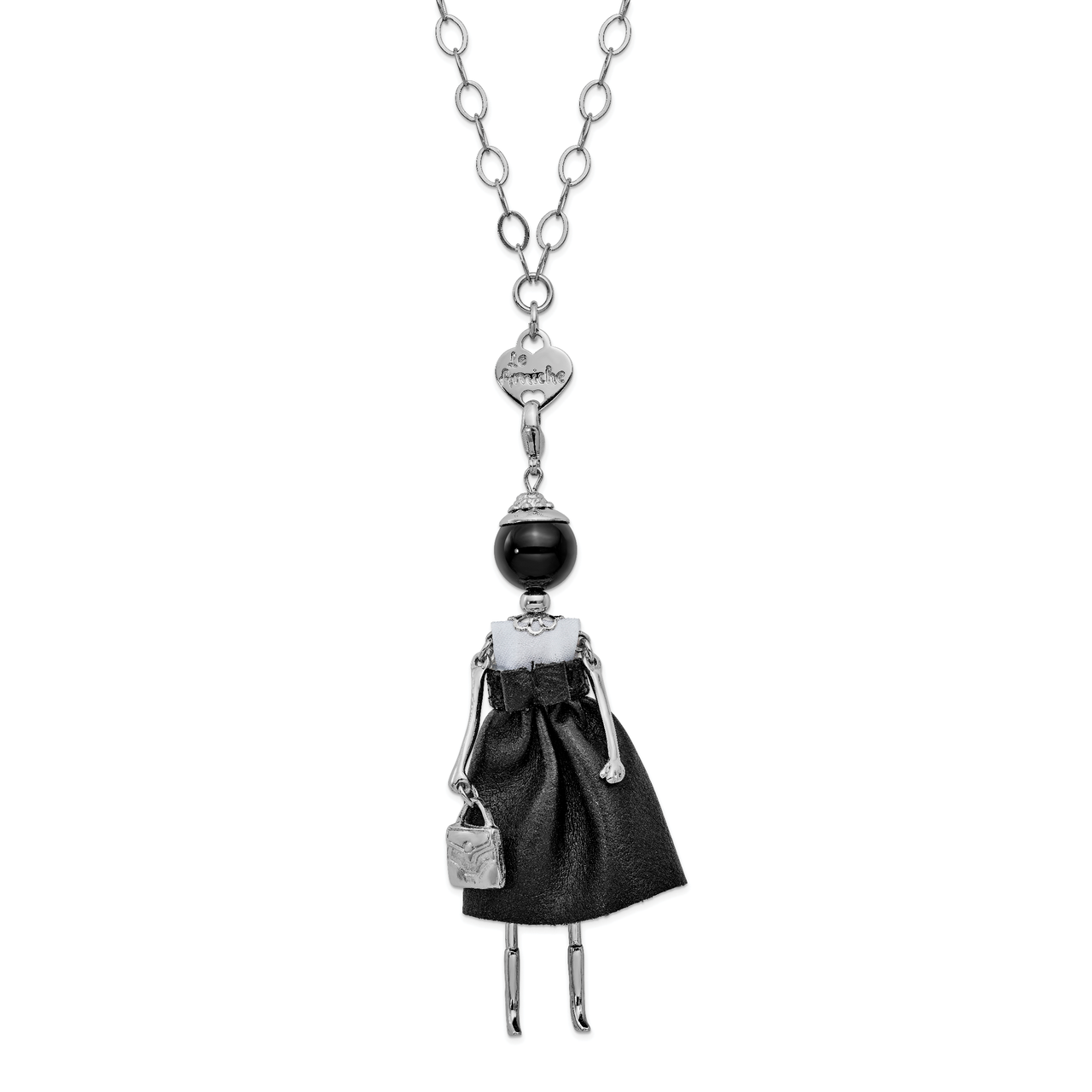 Onyx Doll Charm with Chain Le Amiche Silver-tone by Jere, MPN: JDN110-31,