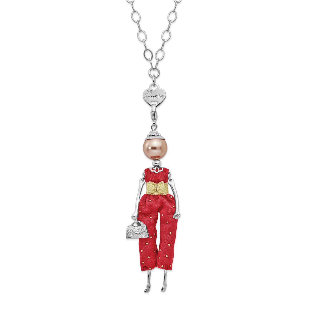 Swar Sim.Pearl Red Pants Doll Charm with Chain Le Amiche Silver-tone by Jere