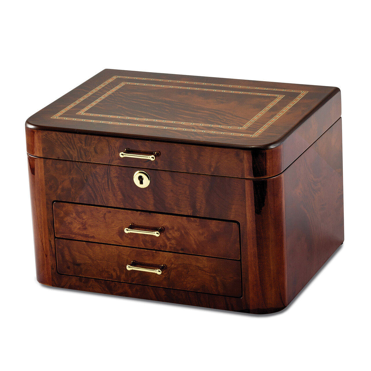 Elm Burl with Double Braided Accents Jewelry Chest by Jere
