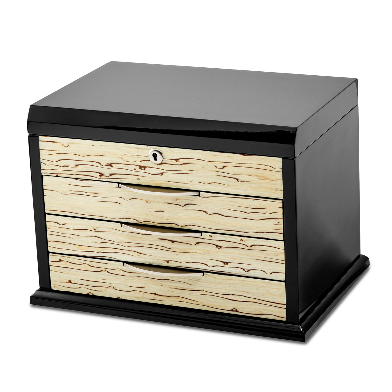 Black Oak Veneer with Iced Maple Veneer Front Jewelry Chest by Jere
