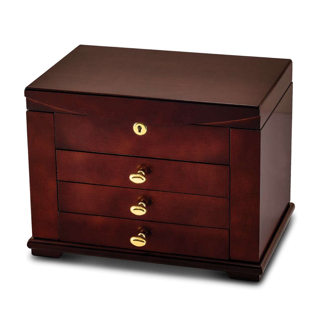 Matte Cherry Finish Poplar Veneer Jewelry Chest with Side Doors by Jere