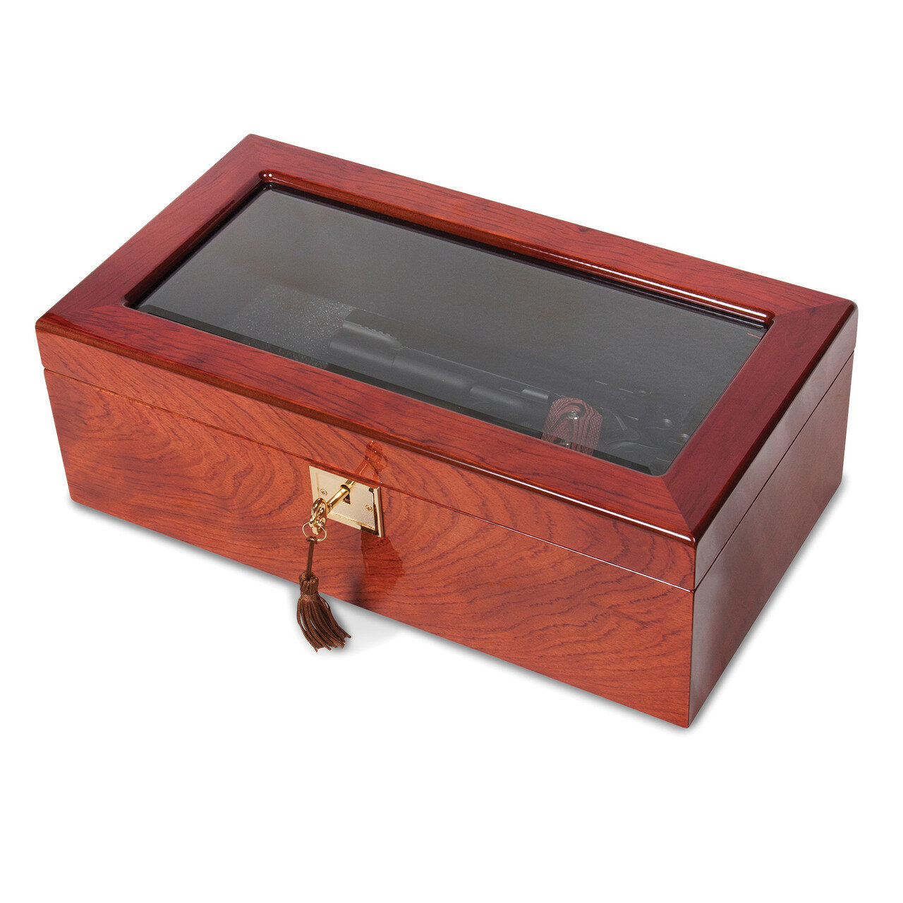 Rosewood Veneer High Gloss Finish Glass Window Multi Use Collector Box by Jere, MPN: JJG1112, 19110…