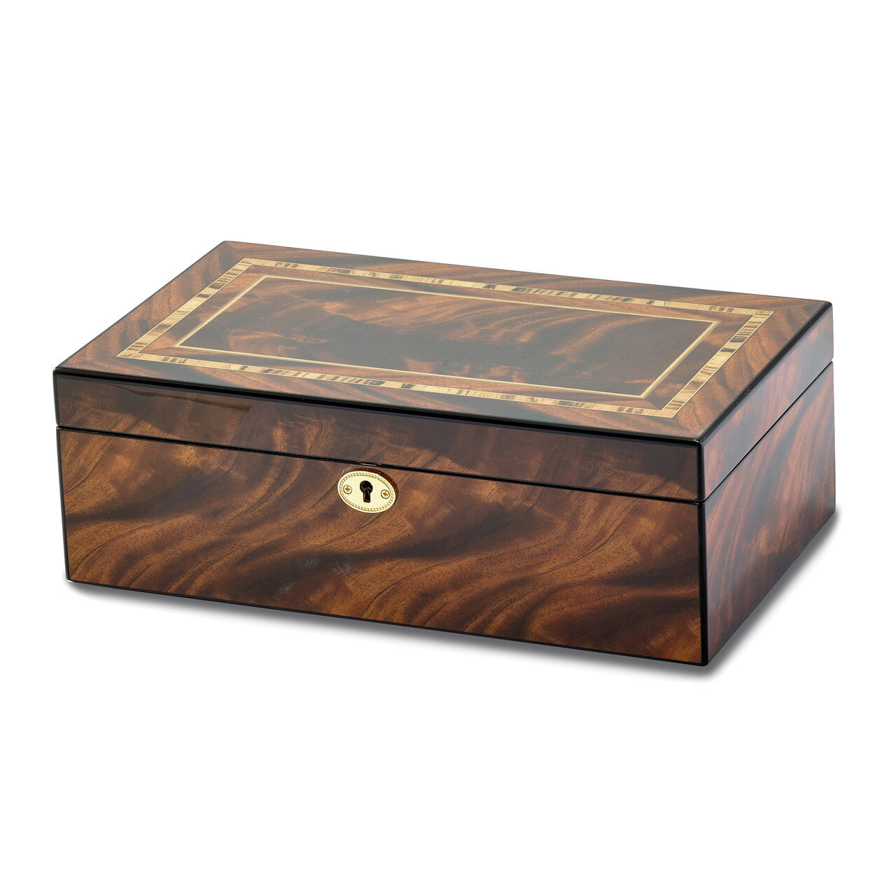 Tiger Wood Veneer High Gloss Finish Multi Use Locking Collector Box by Jere