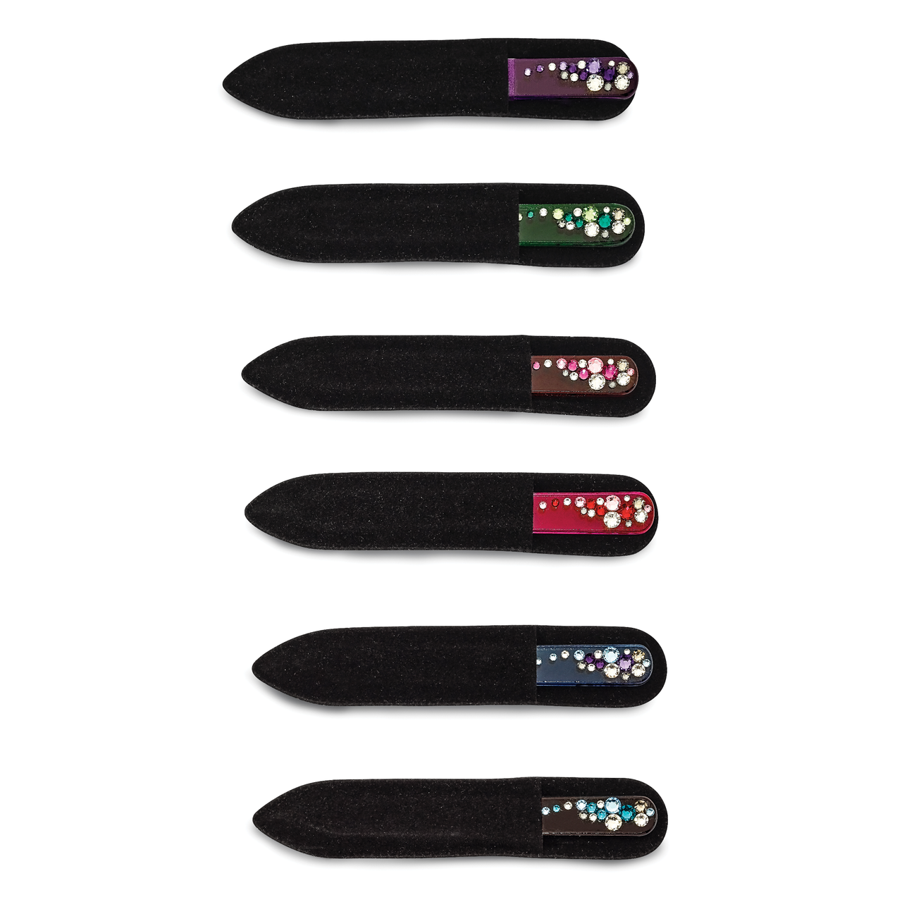 Set of 12 Multi-colored Crystal from Swaroski Design Short Glass Nail Files by Jere